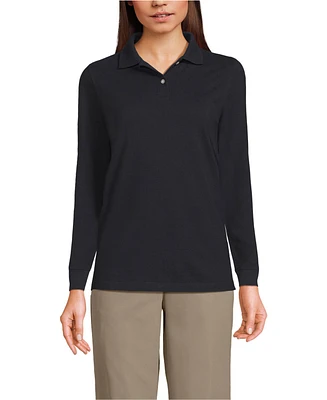 Lands' End Women's School Uniform Long Sleeve Mesh Polo Shirt