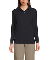 Lands' End Women's School Uniform Long Sleeve Mesh Polo Shirt