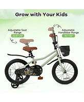Kids Bike with Training Wheels Adjustable Seat Handlebar for Ages 4 to 7