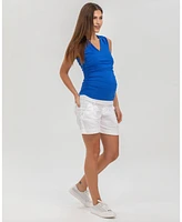 Pietro Brunelli Maternity Linen-Blend Shorts with Stretch Waistband