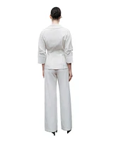 Nocturne Women's Striped Linen Jacket