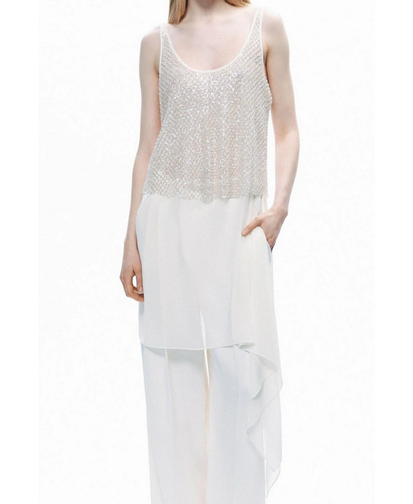 Nocturne Women's Open Back Crystal Stone Detailed Blouse