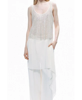 Nocturne Women's Open Back Crystal Stone Detailed Blouse