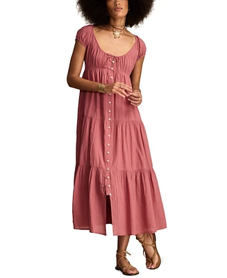 Lucky Brand Women's Button-Front Tiered Midi Dress