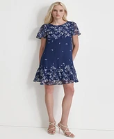 Dkny Women's Printed Flutter-Sleeve Mini Dress