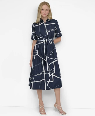 Dkny Women's Printed Cotton Shirt Dress