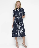 Dkny Women's Printed Cotton Shirt Dress
