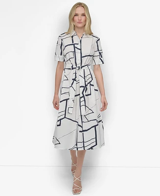 Dkny Women's Printed Cotton Shirt Dress