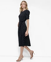 Dkny Polka-Dot Midi Dress