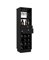 Depot E-shop Zircon Bar Cabinet, Twelve Built-in Wine Rack, Two Drawers, Black