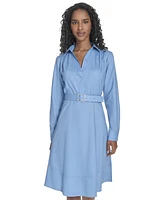 Calvin Klein Women's V-Neck Long-Sleeve A-Line Dress