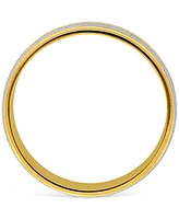 Men's Polished & Brush Textured Finish Wedding Band 14k Two-Tone Gold