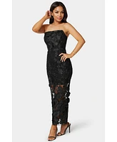 Bebe Women's Strapless 3D Lace Column Dress