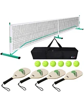 Gse Games & Sports Expert Pickleball Complete Net Set with Net, 4 Paddles, 6 Pickleballs, Carrying Bag (Orange/Green)