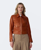 Furniq Uk Women's Bomber Leather Jacket, Created for Macy's