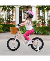 12 Inch Kids Bike Retro Bicycle with Adjustable Height and Basket for Ages 3-8 Years Old