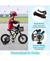 12 Inch Kids Bike with Basket and Training Wheels for Children Aged 3-8 Years Old