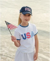 Bits & Bows Girls Usa Crewneck T-Shirt