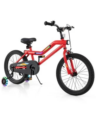 Inch Kids Bike with Led Lights Adjustable Carbon Steel Bicycle for 4-8 Years Old