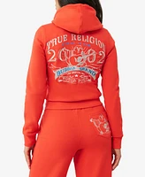True Religion Women's Lurex Buddha Zip Up Hoodie