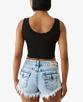 True Religion Women's Crystal Rib Crop Tank Top