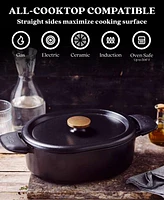 Alva Nori 6 Qt. Oval Enameled Cast Iron Dutch Oven with Lid - Pfas, Pfoa & Ptfe Free - Heavy-Duty Naturally Nonstick Cookware