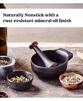 Alva Nori 4" Enameled Cast Iron Mortar and Pestle - 2-Cup Capacity with Textured Interior - Pfas-Free Heavy-Duty Spice Grinder