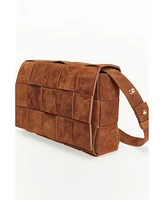 Women's Woven Suede Shoulder Bag