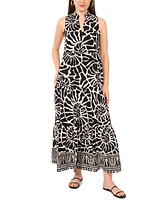 Vince Camuto Women's Printed Split-Neck Tiered Maxi Dress