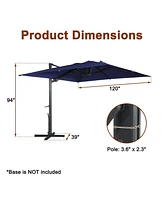 Mondawe 10ft Suqare 360 Degree Rotation Cantilever Umbrella