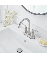 Greenspring 4 in. Centerset 2-Handle High-Arc Bathroom Faucet Brushed Nickel