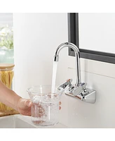 Greenspring Double Handle Wall Mount Kitchen Faucet Standard Kitchen Faucet With Swivel Spout 4" Center in Polished Chrome