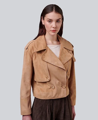 Furniq Uk Women's Suede Cropped Trench Style Jacket, Created For Macy's