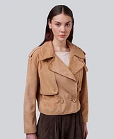 Furniq Uk Women's Suede Cropped Trench Style Jacket, Created For Macy's