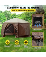 Slickblue 6-Sided Pop-Up Camping Gazebo Tent for 8 Person Waterproof Screen Shelter with Bag