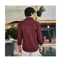 Campus Sutra Men's Wine Red Modular Solid Oversized Shirt