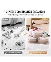 Slickblue Woven Cotton Rope Baskets 3 Pack for Organizing Closet Shelf or Kids Room