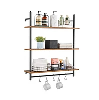 Slickblue Industrial Pipe Wall-Mounted Shelf 2 Tier Storage Rack for Kitchen and Bedroom