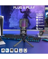 ZealSound Gaming Usb Microphone for Pc,Rgb Condenser Computer Mic w/ Tripod Stand,Gain Control for Gaming,Streaming,Podcasting,Asmr,Cardioid Mic Kit