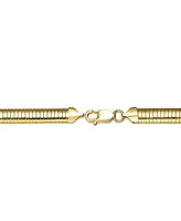 Genevive Sterling Silver 14K Gold Plating Sleek Snake Chain Bracelet with Secure Clasp