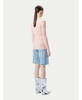 Gobi Cashmere Women's Ribbed Cotton Silk Cashmere Blend Sweater