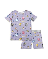 Bellabu Bear Kids Unisex Minecraft Pixel Pals 2-Piece Short Sleeve & Shorts Pajama Set