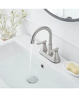 Greenspring 4 in. Centerset 2-Handle High-Arc Bathroom Faucet Brushed Nickel