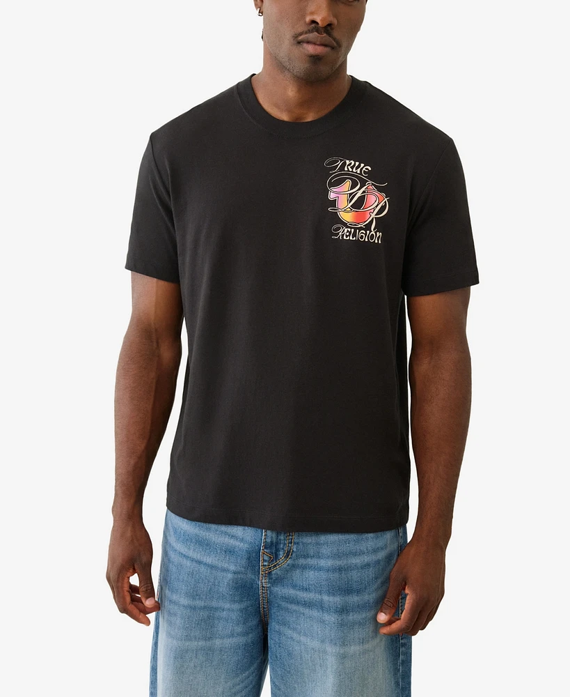 True Religion Men's Short Sleeve Ombre Graphic T-Shirt