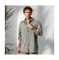 Campus Sutra Men's Ash Grey Stripe-Textured Shirt
