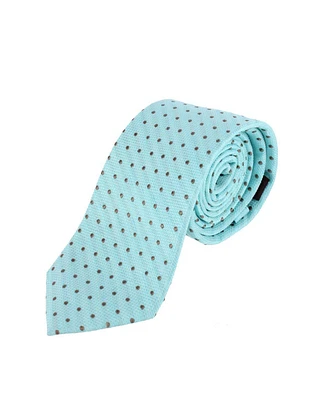 Trafalgar Men's Ignacio Linen Blend Polka Dot Vertical Slant Lined Business Necktie