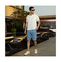Campus Sutra Men's Chalk White & Sage Green Contrast Ribbed Polo T-Shirt