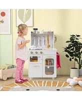 Slickblue Kids Kitchen Set Pretend Play Kitchen with Stoves Faucet Sink Telephone Microwave and Oven