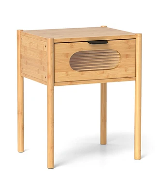 Slickblue Square Tall Nightstand End Table with Decorative Drawer for Stylish Bedroom Storage and Accent