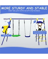 Gymax Boys 5-In-1 Swing Set for Outdoor W/ Heavy Duty Frame Basketball Hoop & Climbing Ladder
